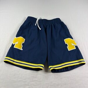 Michigan Wolverines Shorts Mens Medium Blue Mitchell & Ness Athletic Gym NCAA